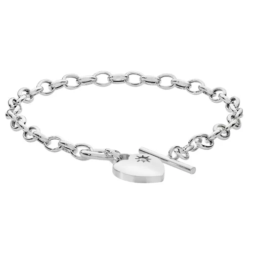 Silver Ladies' T-Bar Cz Bracelet 7.5g
